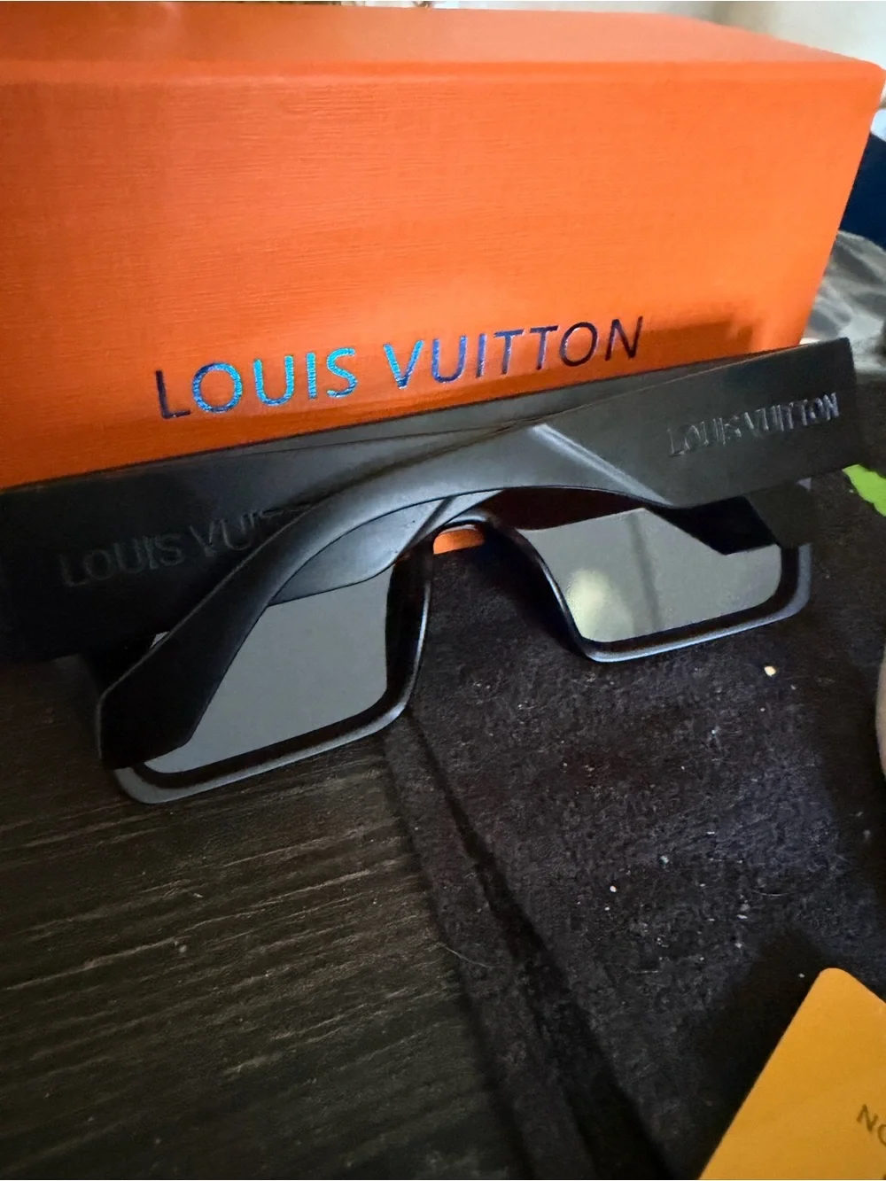 Louis Vuitton Black Visor Shield Sunglasses with Rivet Accents